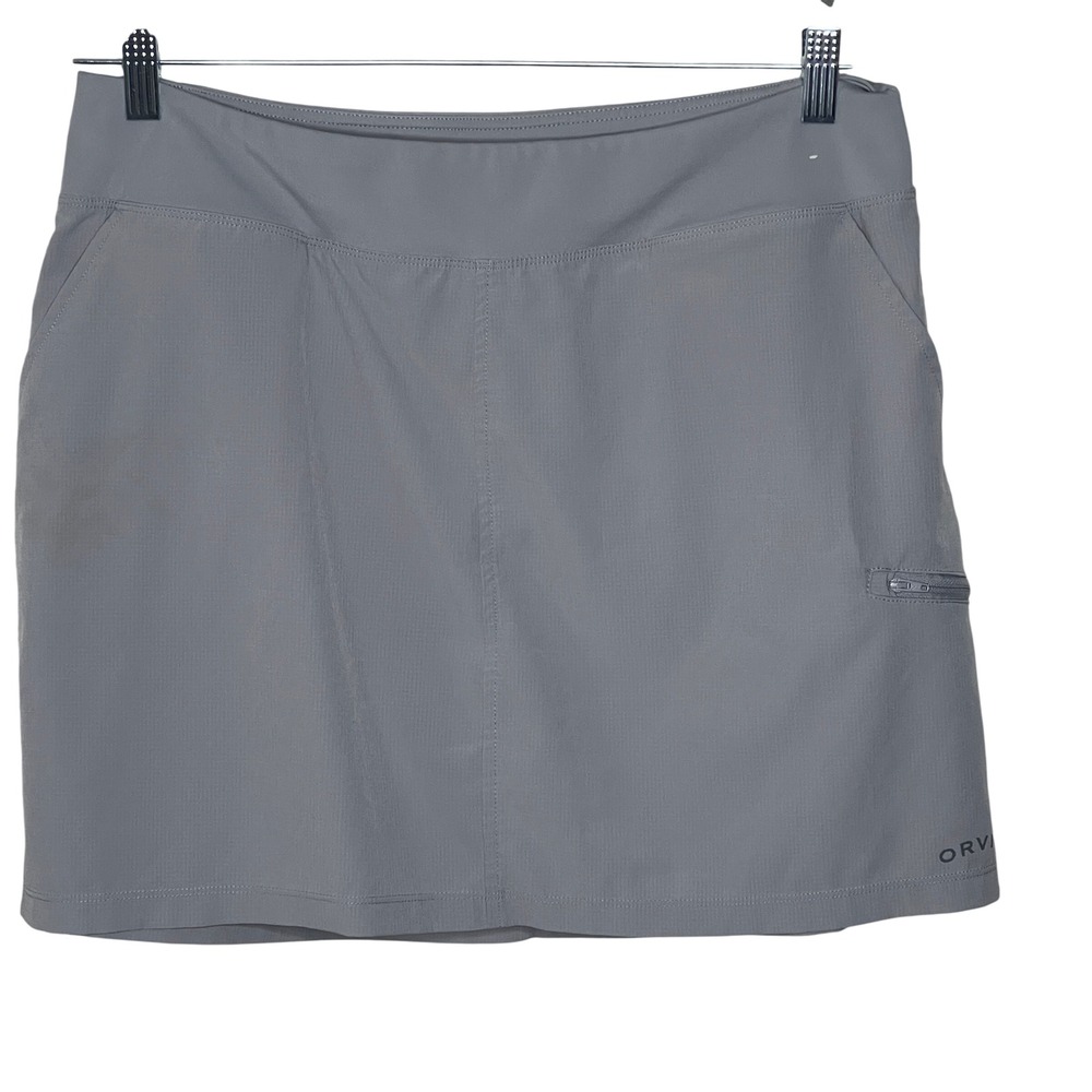 Orvis Womens Gray Active Outdoor Hiking Skort Size Large Zipper Pocket Ripstop